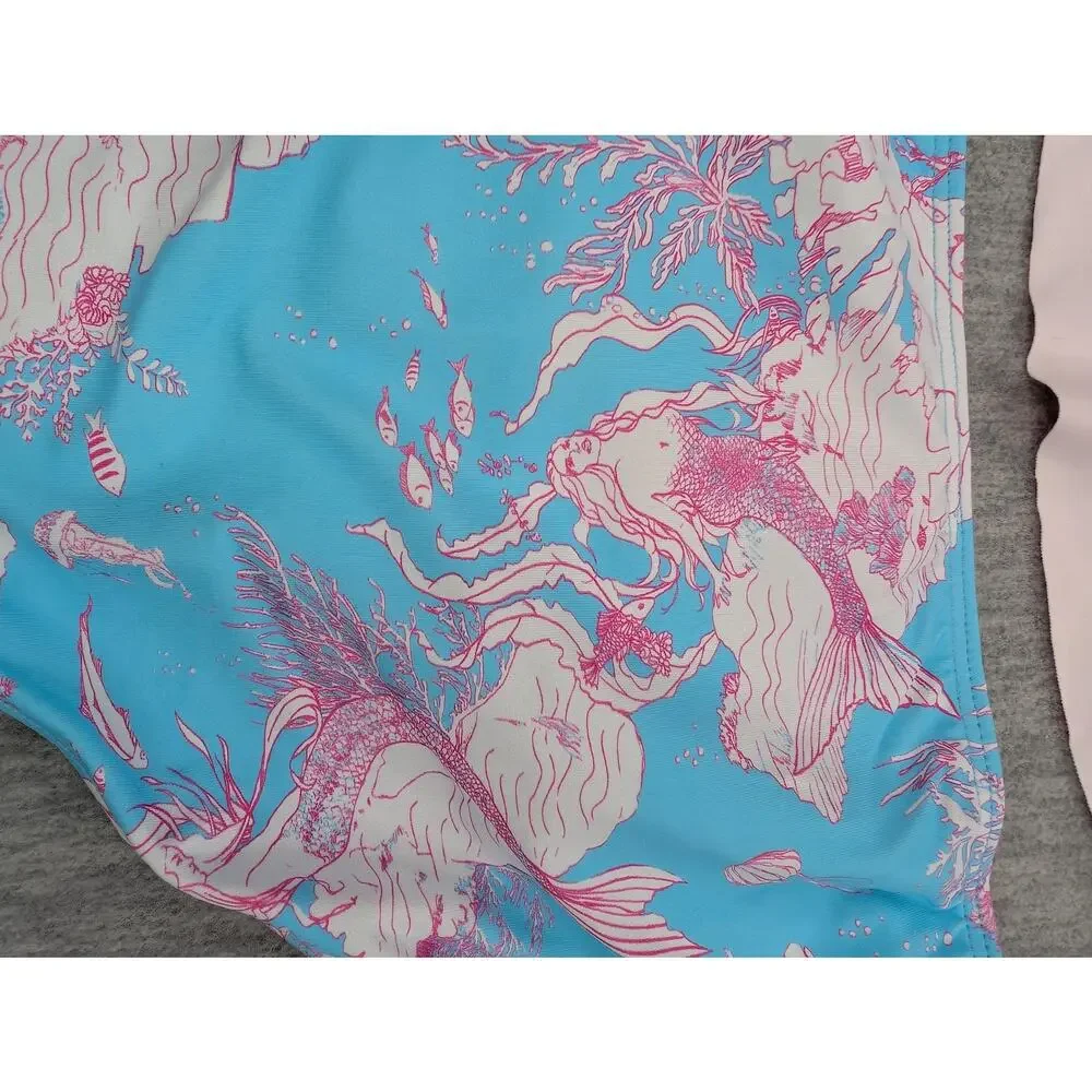 LoveShackFancy X Hurley Bikini Set Girls Large 12-14 Blue Mermaid Ruffle Floral
